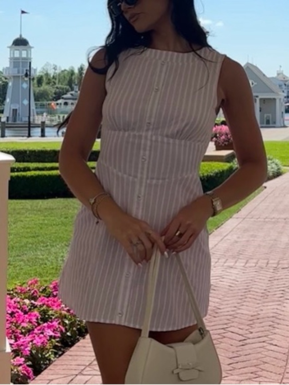 Princess Polly white & purple striped romper